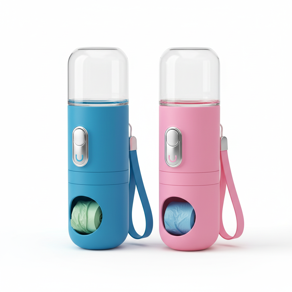 2-in-1 Portable Dog Water Bottle and Waste Bag Dispenser